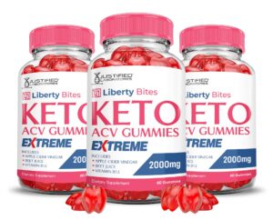 Liberty Bites Keto ACV gummies extreme paquete de 3 total 180 gomitas