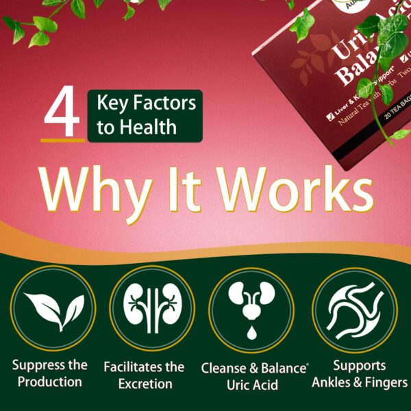 Bolsitas de té herbal AuKrLr para ácido úrico y movilidad