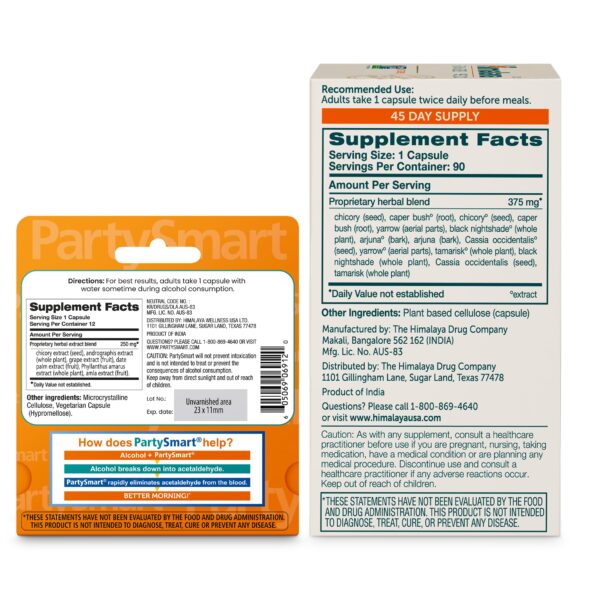 Caja Himalaya PartySmart 12 cápsulas para mejor mañana tras beber