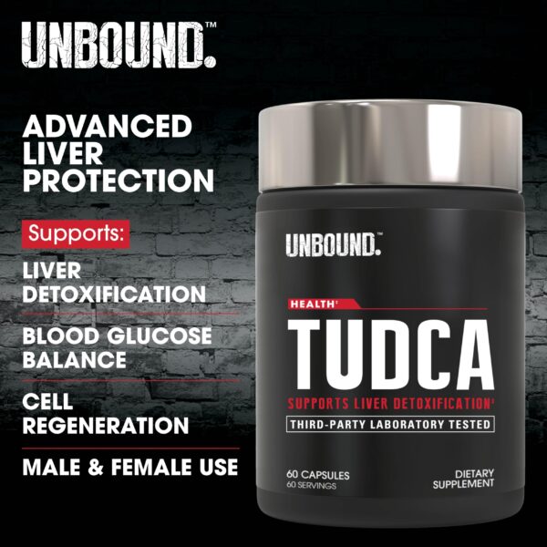 Paquete frontal Unbound Tudca NutraBio 60 cápsulas