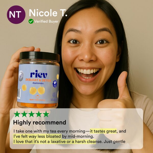 Ingredientes naturales gomitas riev ant hinchazón