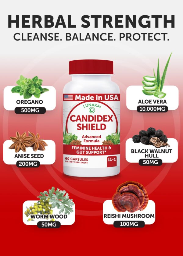 Cápsulas fórmula herbal CandideX Lunakai USA para salud digestiva Cápsulas fórmula herbal CandideX Lunakai USA para salud digestiva