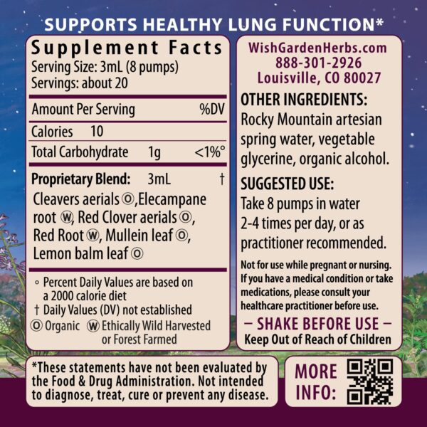 Botella 2oz suplemento cápsulas respiratorio WishGarden