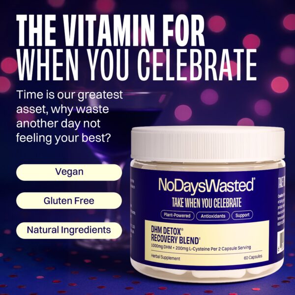 Suplemento natural No Days Wasted para recuperación después de beber