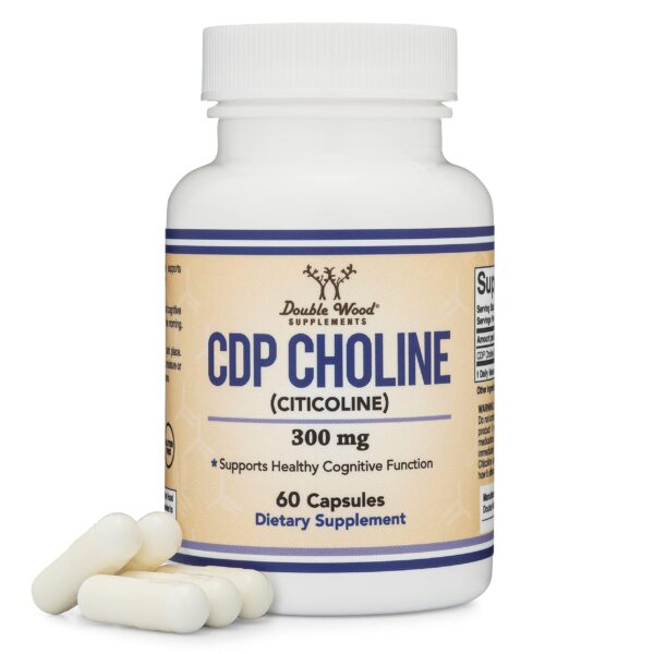 Frasco y etiqueta del suplemento CDP Choline