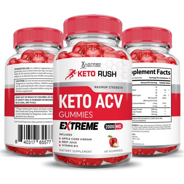 Envase de Keto Rush Keto ACV gomitas Extreme 2000MG
