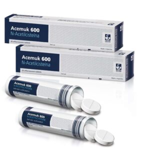 Acemuk N-Acetilcisteína 600mg frasco con 40 tabletas
