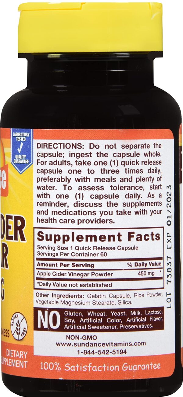 Cápsulas vinagre de sidra de manzana Sundance 60 unidades