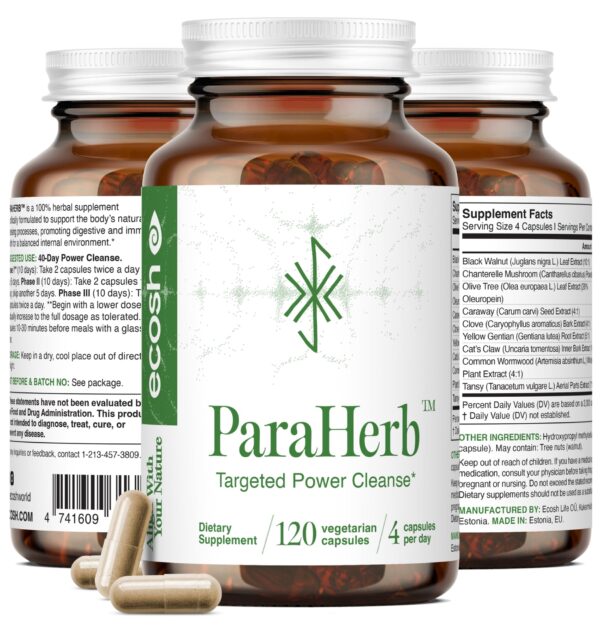 Envase ParaHerb limpieza intestinal natural 120 cápsulas