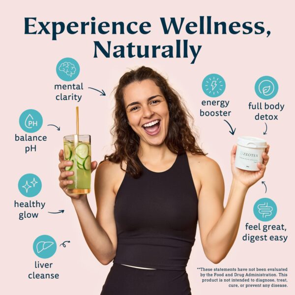 Detalle polvo Zeotex 100% natural para limpieza y detox corporal