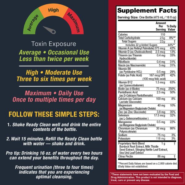 Detoxify bebida limpieza natural cuerpo 16 oz sabor tropical