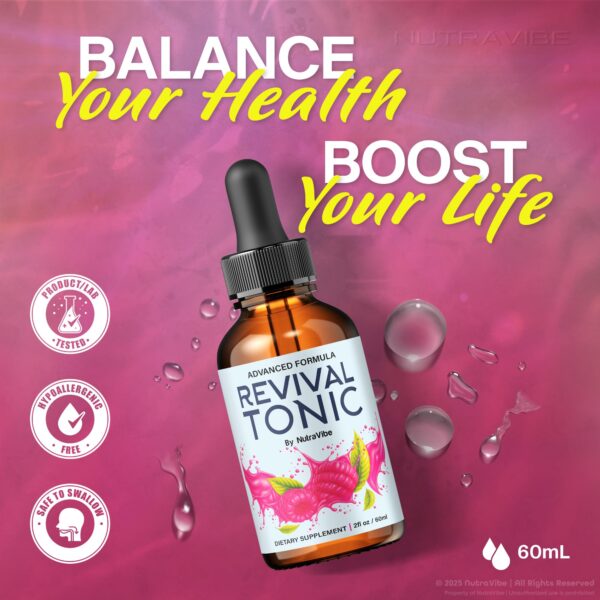 Detalle de etiqueta Revival Tonic Drops