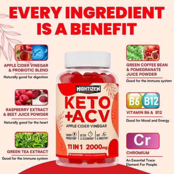 Gomitas keto vinagre manzana con vitaminas B12 y B6