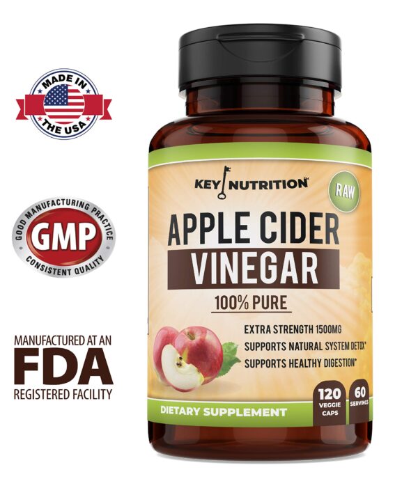 Vinagre de manzana orgánico y puro Key Nutrition