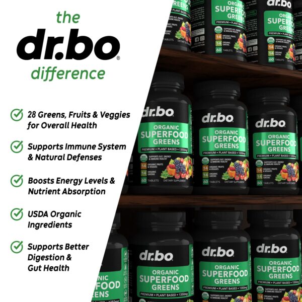 Tabla de superalimentos greens y frutas suplemento orgánico natural