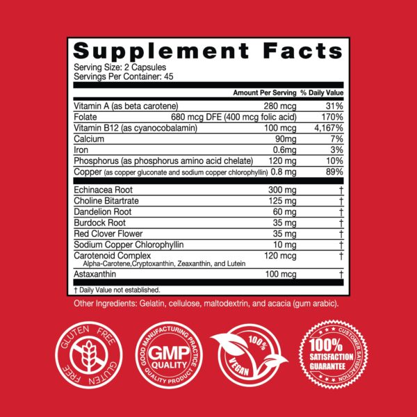 Suplemento sin gluten con extractos naturales para sangre sana