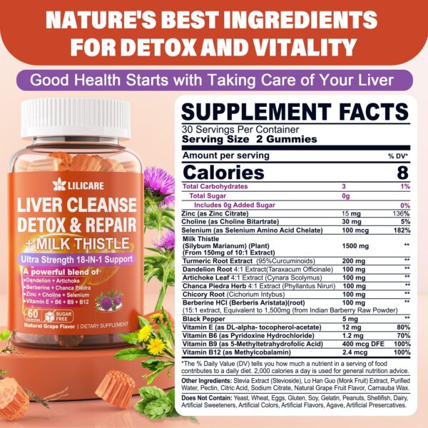 Gomitas cardo mariano y cúrcuma para salud hepática