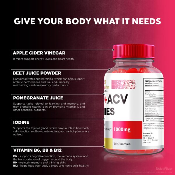 Envase NutraRize gomitas Keto ACV para bajar peso