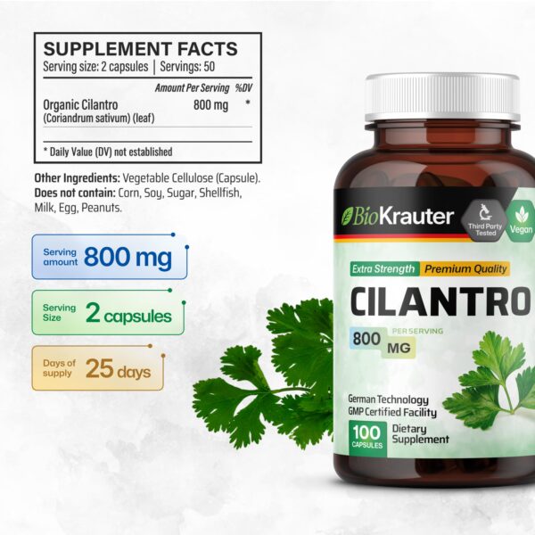 Cápsulas BIO KRAUTER Cilantro fuente antioxidante natural
