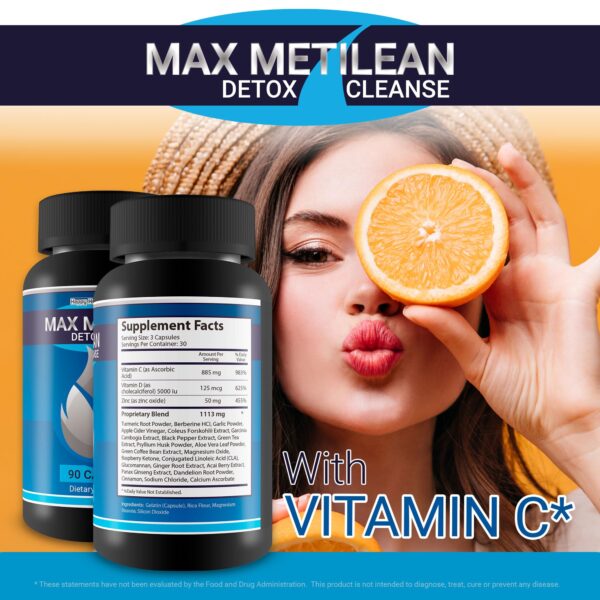 Detalles y etiqueta detox para mujeres Max Metilean Cleanse