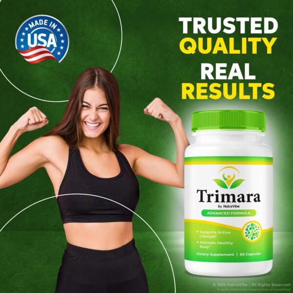 Logo y branding de Trimara en etiqueta