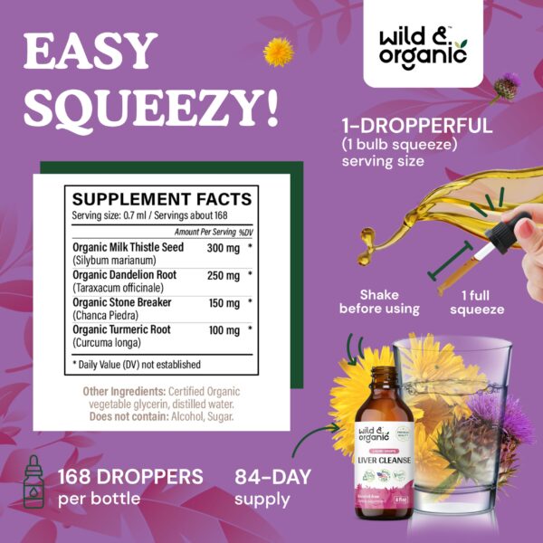 Gotas detox alcohol y limpieza higado formula natural Wild & Organic