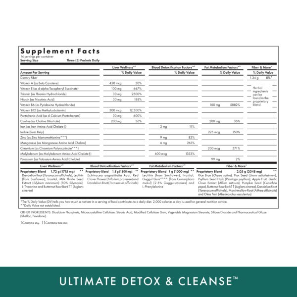 Vista lateral paquete Michael's Health detox