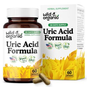 Botella de Wild & Organic fórmula para ácido úrico con 60 cápsulas