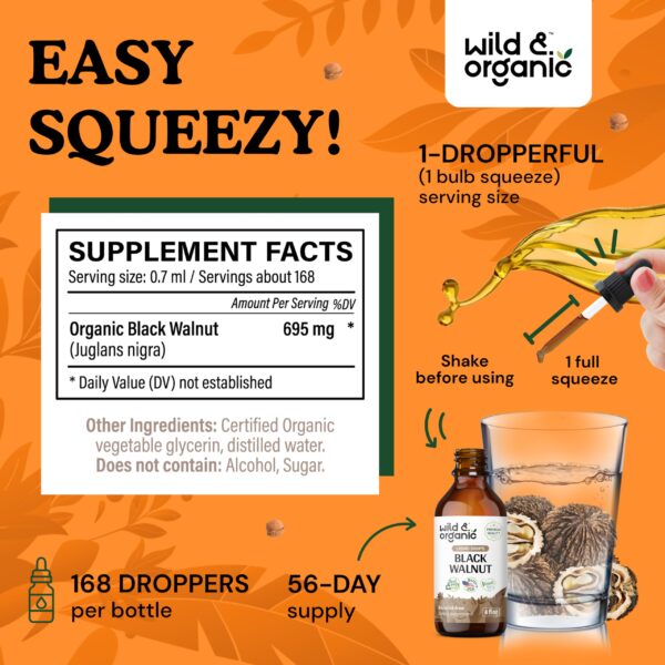 Envases de tintura vegana nogal negro y raíz de bardana orgánica