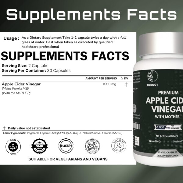 lateral botella suplemento Heroot vinagre sidra manzana