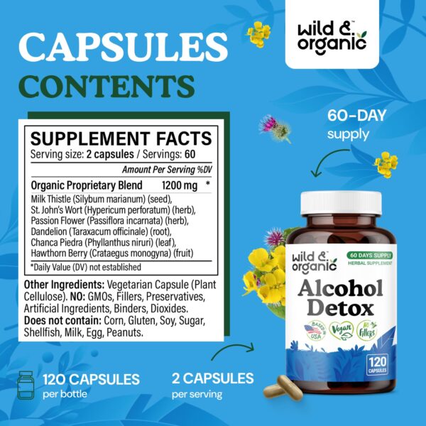 Ingredientes naturales detox alcohol en cápsulas Wild & Organic