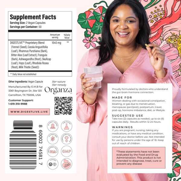 Suplemento DigestLive 100 cápsulas laxante natural y detox