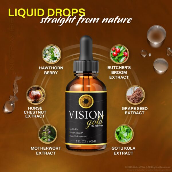 Vision Gold Drops gotero y etiqueta