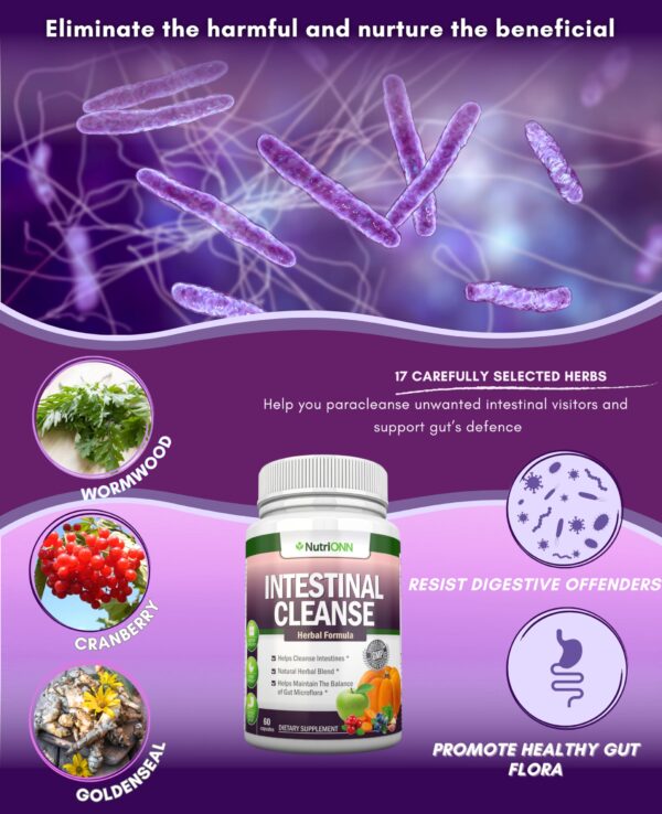 Envase de limpieza intestinal NutriONN con 17 hierbas seleccionadas