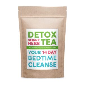 Detox Skinny Herb té limpieza nocturna caja y taza roja