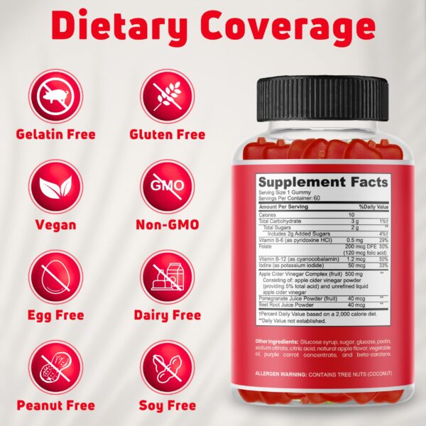 Detalle gomitas vinagre sidra manzana NUELATION para niños