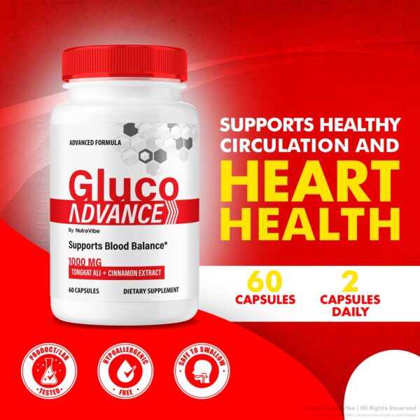 Etiqueta frontal de Gluco Advance