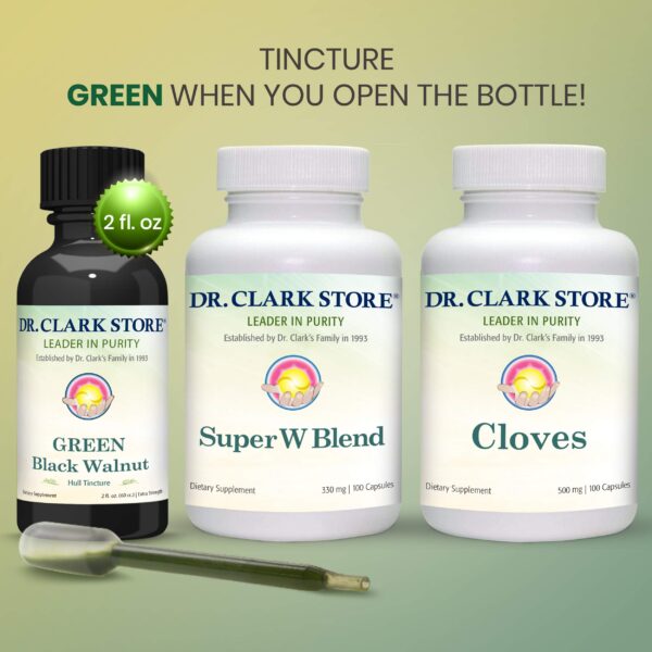 Botellas de suplemento natural Dr Clark Store tintura verde