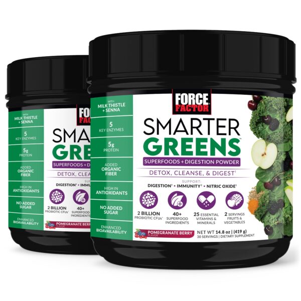 Force Factor polvo greens superalimentos suplemento digestión 60 porciones