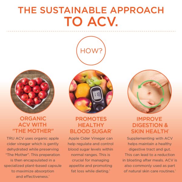 Suplemento TRU ACV vinagre manzana orgánico mejora digestión piel