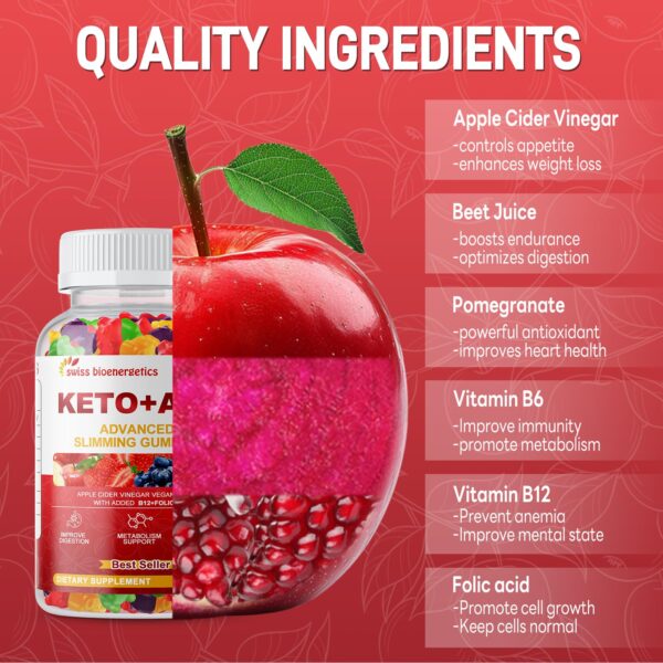 Detalle de gomita de vinagre sidra manzana keto swiss bioenergetics