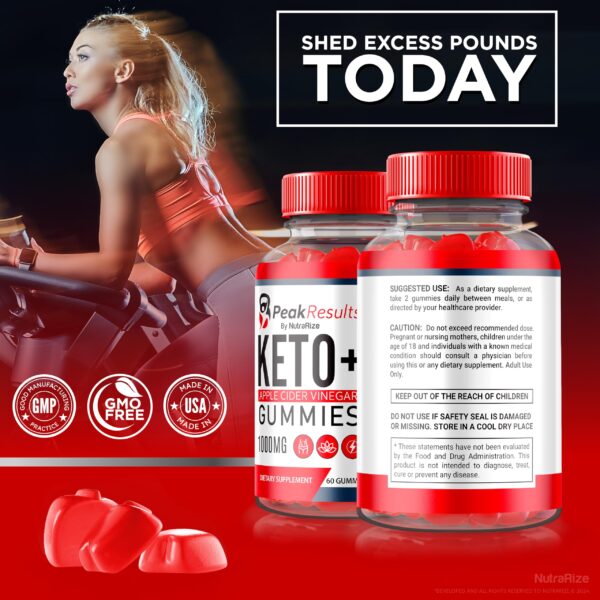 Envase NutraRize Peak Results Keto ACV gomitas bienestar saludable
