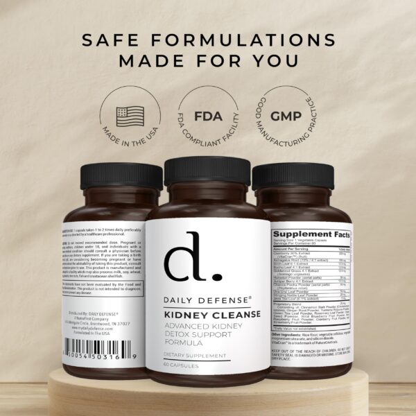 Frasco suplemento renal Daily Defense 60 cápsulas