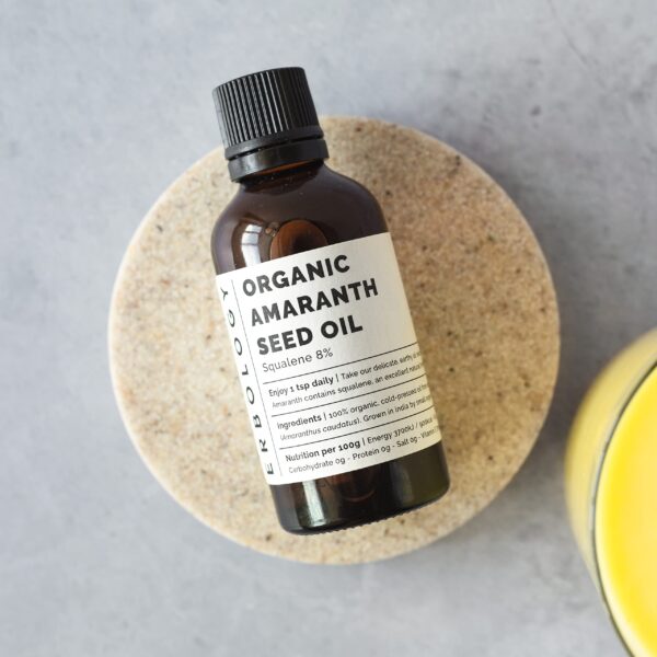 Aceite natural de amaranto Erbology en botella reciclable