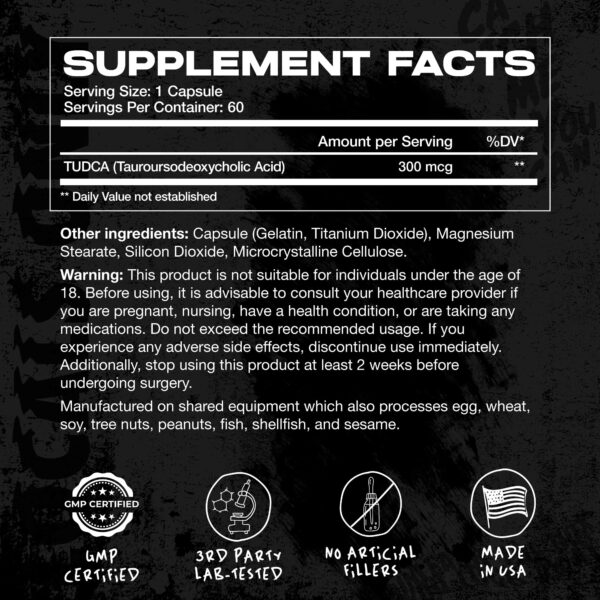 Parte trasera y etiqueta del suplemento AFTERDARK TUDCA