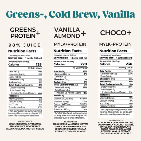 Botellas individuales de proteína PUR Greens Vanilla Choco