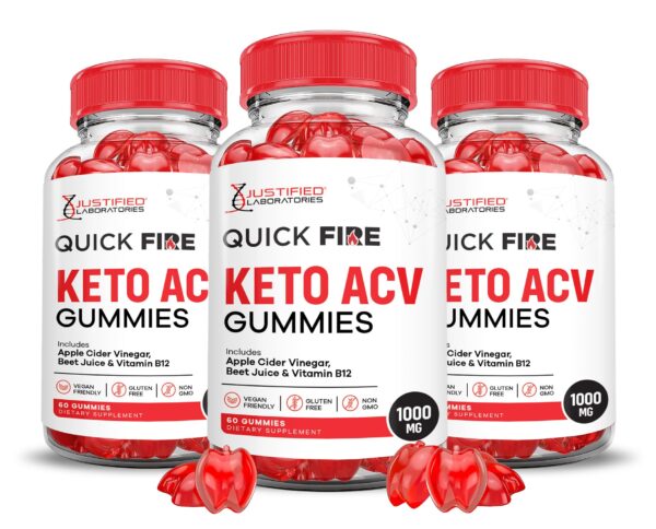 Paquete de 3 gomitas Quick Fire Keto ACV 180 piezas