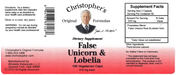 Imagen lateral del producto Dr. Christopher's Cleanse False Unicorn y Lobelia