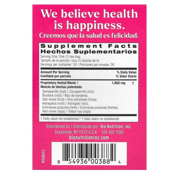 bolsita té linfático Bio Nutrition sin cafeína