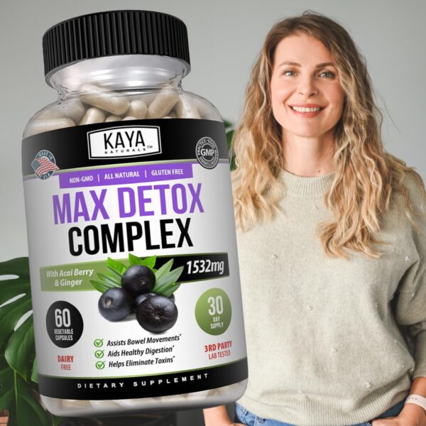 Dosis diaria suplemento herbal Kaya Naturals Max Detox